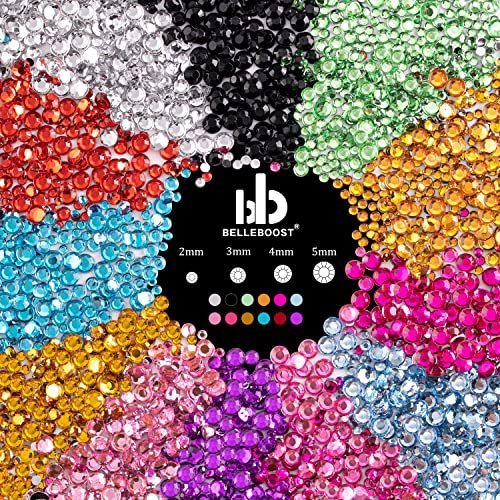 Round Flatback Face Gems Kit (Colorful) for Makeup with Quick Dry Glue +  Brush + Tweezer, Nail Art Rhinestones Mixed Color Iridescent Chameleon  Glass Crystal Beads for Make-up Deco Mixed Color Crystals