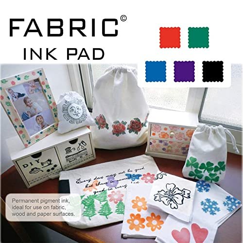Stamp Pad, Fabric Ink Pad Stamps Set, 5 Colors Non-Toxic Pigment Ink Pad for Stamps, Rubber Stamps, Card Making Supplies, Wood, Fabric and Paper