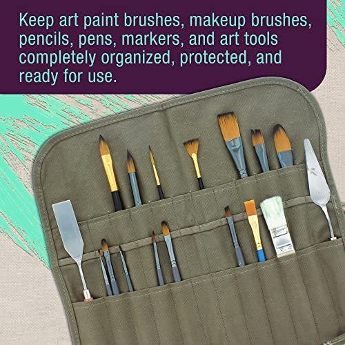  U.S. Art Supply Deluxe Canvas Art Paint Brush Holder