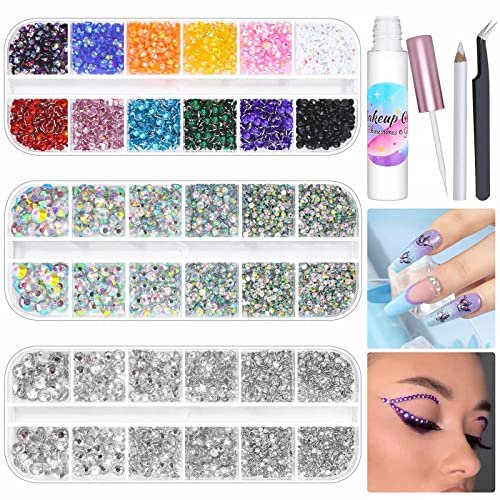 6300Pcs Face Gems With Rhinestones Glue For Makeup, Eye Gems Flat Back  Rhinestones Hair Crystal Makeup Gems With Face Glue For Eye Jewels Hair  Decora - Imported Products from USA - iBhejo