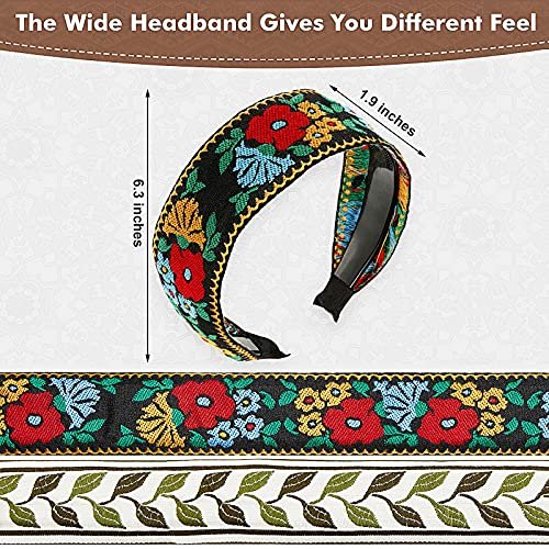 4 Pieces Boho Handmade Embroidery Bohemia Floral Wide Vintage Ethnic Style  Hair Band For Women Girls Hair Accessories (Classic Pattern) - Imported  Products from USA - iBhejo