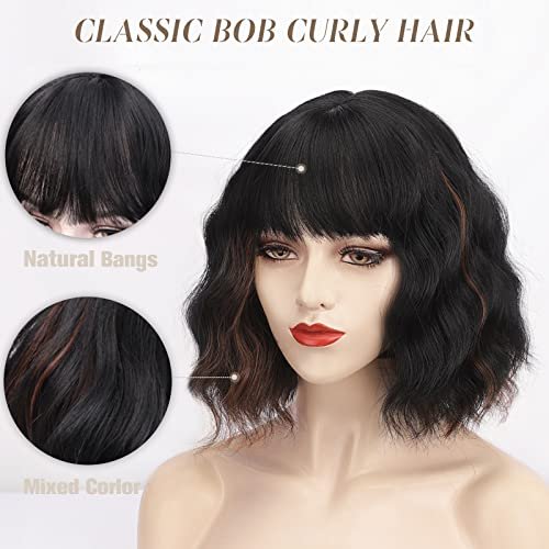 Short black wavy outlet wig