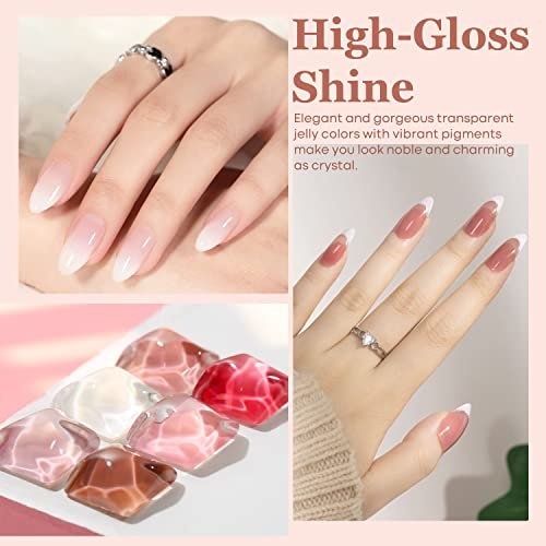 Buy GAOY Sheer Light Pink Gel Nail Polish, 16ml Jelly Milky White Peach  Translucent Color 1352 UV Light Cure Gel Polish for Nail Art DIY Manicure  and Pedicure at Home Online at