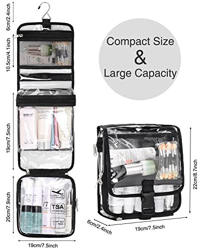 Aveniee Clear Makeup Bag Organizer, Portable Travel Toiletry Cosmetic Bag  Case for Women, Heavy Duty Make Up Pouch with Transparent Vinyl Windows 