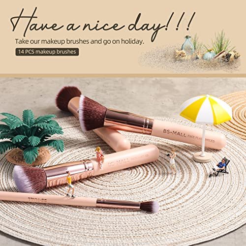 Makeup Brushes BS-MALL Premium Synthetic Foundation Powder Concealers Eye  Shadows Makeup 14 Pcs Brush Set, Rose Golden, with Case