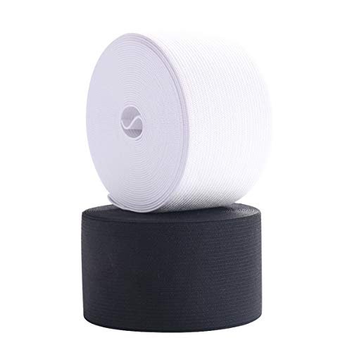 2-inch Black Knit Elastic Spool Wide Heavy Stretch Elastic Band,5 Yards