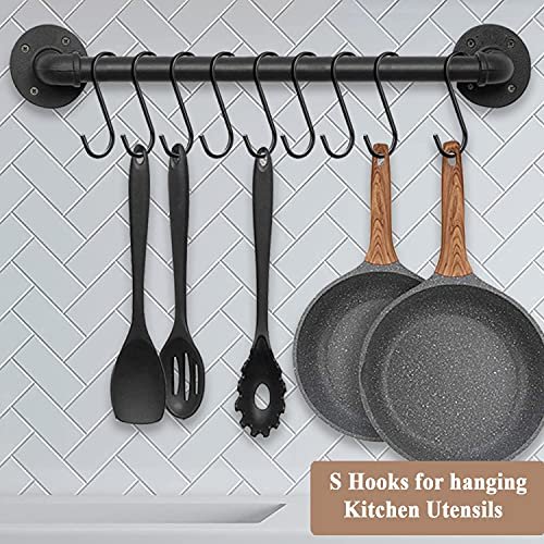 ESFUN 30 Pack S Hooks Black Steel S Shaped Hooks for Hanging Pans