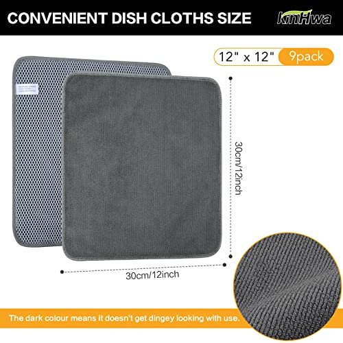 Versatility Dish Rags Black Microfiber Mesh Scrubber Cloth, 4 Piece Set,  12x,12 Inch