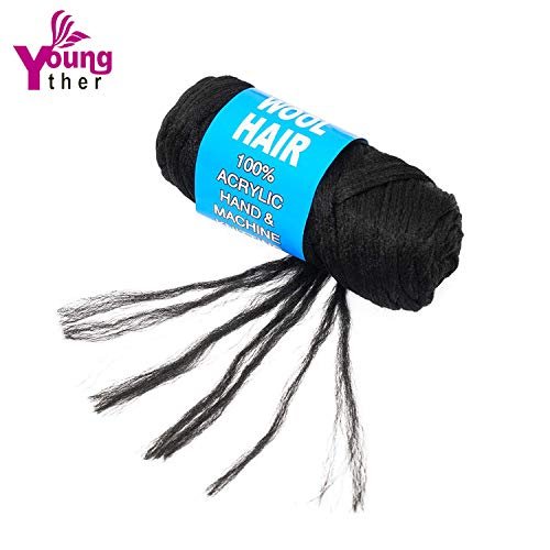 5Roll Brazilian Yarn Wool Hair Arylic Yarn for Hair Crochet Braid Twist  Warps Black Color