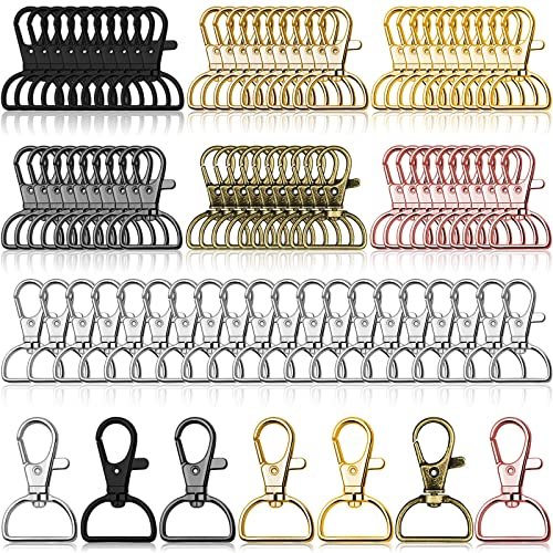 80 Pack Lanyard Swivel Snap D Ring Hooks in 7 Colors for Crafts