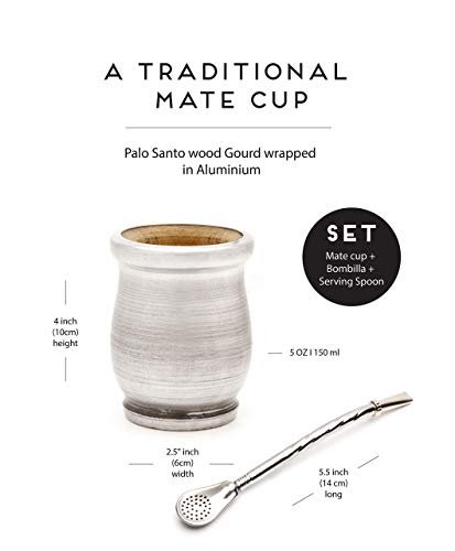 BALIBETOV [New Yerba Mate Wood Gourd Set - Traditional Palo Santo and  Aluminum (Mate Cup) with Bombilla (Yerba Mate Straw) (Wood Wrapped in  Alumium) - Imported Products from USA - iBhejo