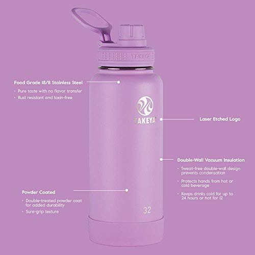 Takeya 18 Oz Lilac Actives Insulated Water Bottle - 51155