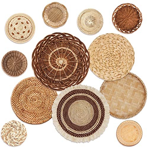  12 Sets Boho Wooden Wall Decor Hanging Rustic Flat Elegant Wall  Art Round Wood Decoration with Glue for Kitchen Home Bedroom Farmhouse Room  Display Table Settings (Rustic) : Home & Kitchen