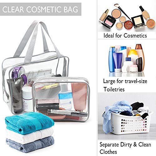 3 in 1 Clear Cosmetic Makeup Bags Kit Set, Portable Transparent PVC Vinyl  Small Toiletry Travel Wash Bag Organizer Storage Pouch with Zipper 