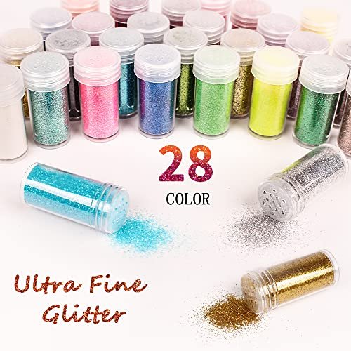Multi Colors 24Pcs Fine Glitter Jars Set for Art Crafts Nails Body Slime