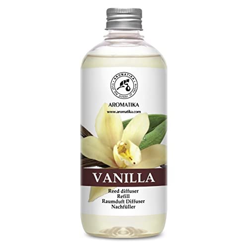 Vanilla Diffuser Refill w/Natural Essential Vanilla Oil 17 Fl Oz -  Intensive - Fresh & Long Lasting Fragrance - Reed Diffuser Oil - Best for