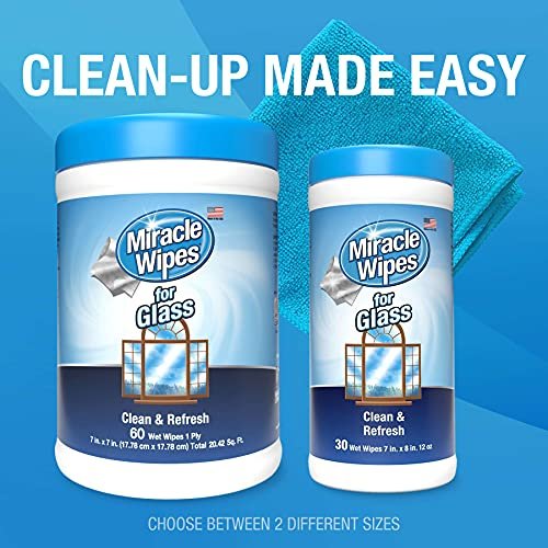 miracle wipes  MiracleWipes for Glass, Disposable and Streak Free Cleaning  Wipes for Mirrors, Windows, Kitchen, Home, and Auto - 60 Count