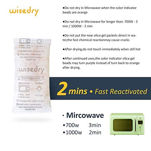 wisedry 50 Gram [10 Packs] Silica Gel Desiccant Packets Microwave Fast  Reactivate Moisture Absorbers Bags with Indicating Beads for Closet Gun  Safes - Imported Products from USA - iBhejo