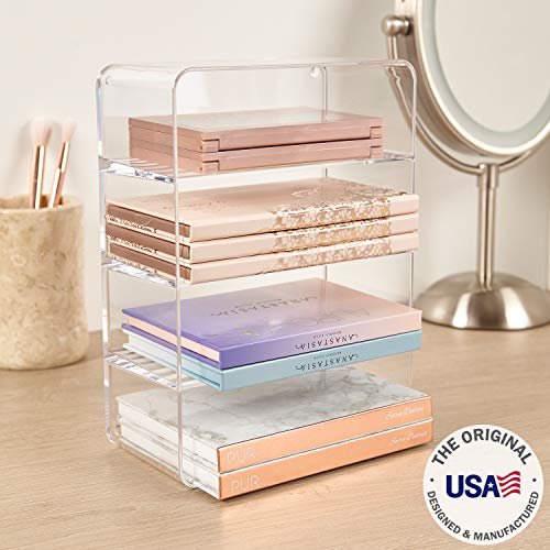 STORi 4-Compartment Clear Plastic Organizer, Rectangular Divided Makeup  and Vanity Storage Bin, Use Upright for Eyeshadow Palettes