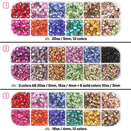 Hotfix Rhinestones Applicator Tool, Bedazzler Kit with Rhinestones,  Equipped with 2 Boxes Ab Crystal Rhinestones, 15 Colors and 5 Sizes  Rhinestones Set for Clothing/Bag and DIY Crafts