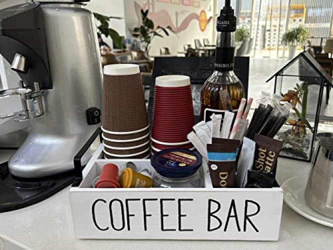 Coffee Station Organizer Wooden Coffee Bar Storage Organizer K Cup  Organizer for Countertop Farmhouse Coffee Bar Accessories Coffee Pod  Organizer - Black 