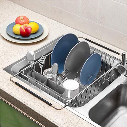 Adjustable Dish Drainer Stainless Kitchen Sink Extendable Drain Basket Dish  Rack Rectangular Storage Drain Rack Sink Dish Rack