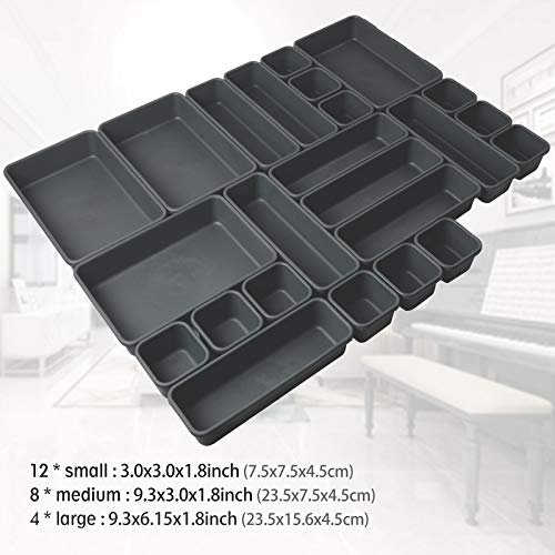 Umikk Interlocking Desk Drawer Organizer Tray, 24 PCS Desk Drawer Organizer,  Office Drawer Dividers Storage Bins for Kitchen Bathroom Office, 3 Diffe -  Imported Products from USA - iBhejo