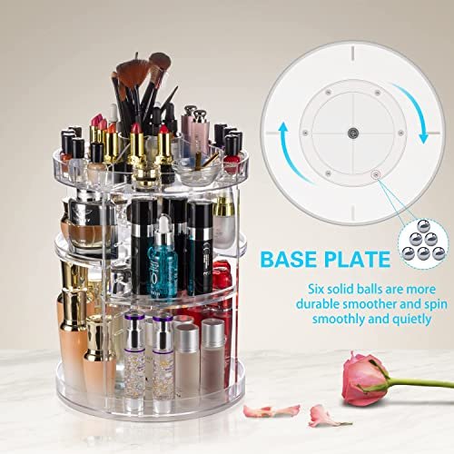 DEEIF Makeup Brush Holder Organizer with Lid 360 Rotating