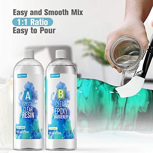 Epoxy Resin 32oz - Crystal Clear - Premium Artist Epoxy for Tumblers Jewelry Making River Tables Casting and Coating