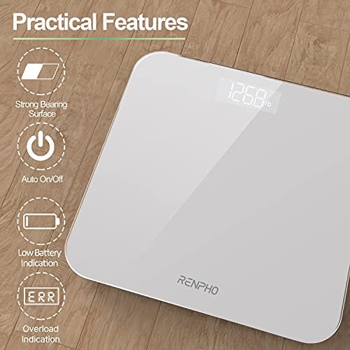 RENPHO Digital Bathroom Scale, Highly Accurate Body Weight Scale with  Lighted LED Display, Round Corner Design, 400 lb, Black-Core 1S