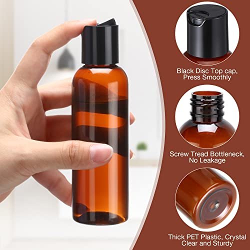 Mimorou 50 Pieces 4oz Plastic Squeeze Bottles with Disc Top Flip Cap Empty  Amber Refillable Containers Small Travel Toiletry Bottles for Lotion Shamp  - Imported Products from USA - iBhejo