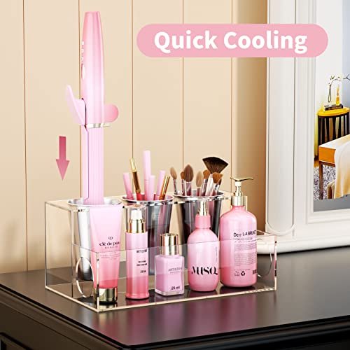 NIUBEE Hair Tool Organizer, Clear Acrylic Hair Dryer and Styling Organizer,  Bathroom Countertop Blow Dryer Holder, Vanity Caddy Storage Stand for