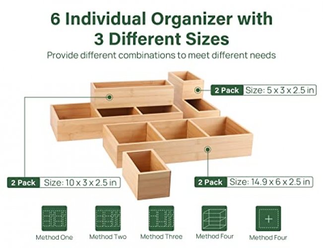 Kootek 9 Pcs Drawer Organizer 4-Size Bathroom Drawer Organizers Clear