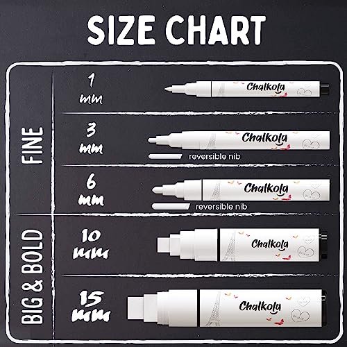 Chalkola 5 White Chalk Markers for Chalkboard Signs, Blackboard, Car  Window, Bistro, Glass  5 Variety Pack - Thin, Fine Tip, Bold & Jumbo Size  Erasa - Imported Products from USA - iBhejo
