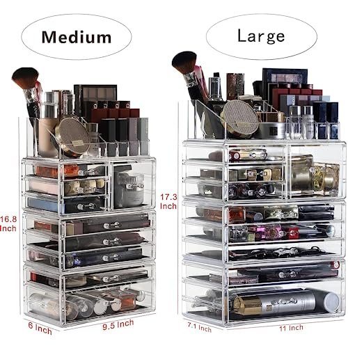 Stackable Makeup Organizer Storage Drawers, Tall Acrylic Bathroom