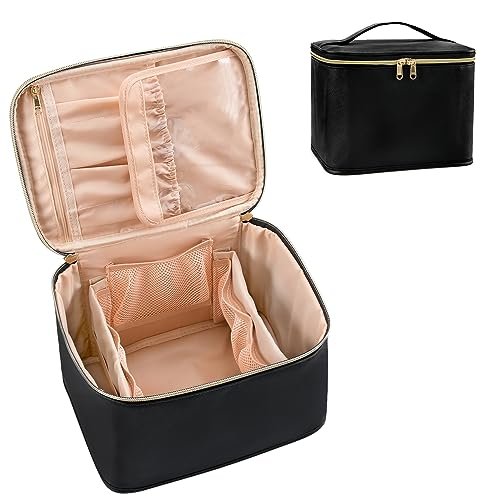 Large Capacity Travel Cosmetic Bag, Waterproof Flat Big Makeup Bag With  Handle And Divider For Women A