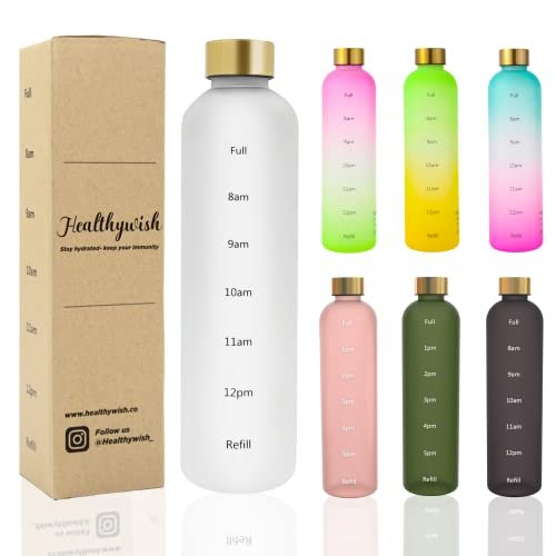 Healthywish - Time Marked Cute Water Bottles For Women And Men, BPA Free  Frosted & Aesthetic Water Bottle With Time Marker, Clear Water Bottle 1  Lite - Imported Products from USA - iBhejo