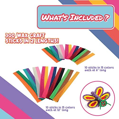 PURPLE LADYBUG Wax Sticks for Kids in Bulk: 15 Colors, 2 Lengths