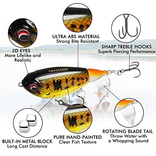 Truscend Top Water Fishing Lures With Bkk Hooks, Whopper Fishing