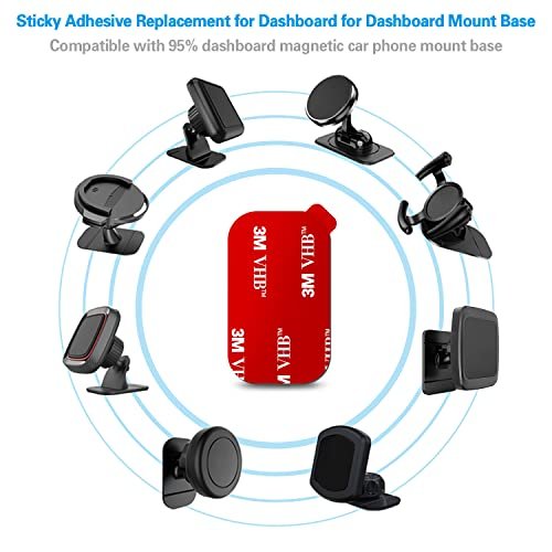 3M VHB Sticky Adhesive Pads Replacement Mounting Tape 4 Pcs APPS2Car Dashboard Sticker Pads for Magnetic Phone Car Mount