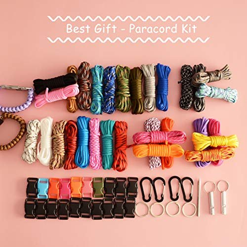 550 Paracord Type III - Survival Paracord Bracelet Rope Kits - Tent Rope Parachute Cord Combo Crafting Kits, Many Colors of Outdoor Survival Rope 