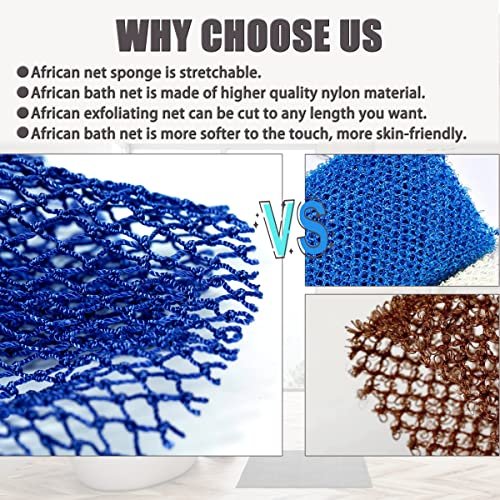 African Net Sponge, 2 Pieces Exfoliating Premium Nylon Bathing /Wash Net  for Daily Back Body Scrub Scrubber Shower Net (Black, Blue) - Imported  Products from USA - iBhejo