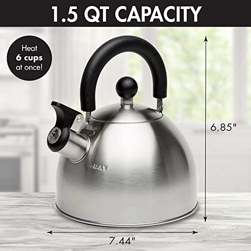 Norpro Red Stainless Steel Whistling Tea Kettle