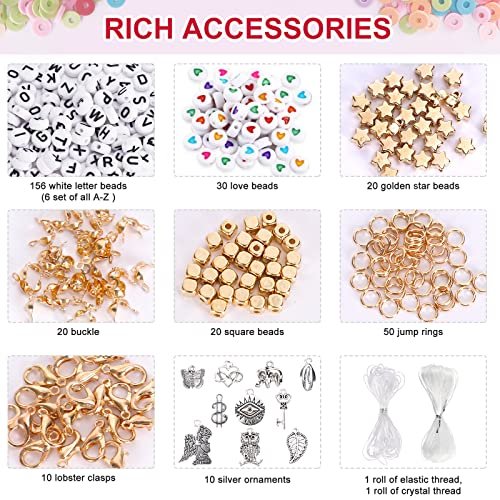QUEFE Clay Beads for Jewelry Making Kit, 28 Colors Bracelet Making Kit for  Adults, Polymer Heishi Beads for Crafts Gifts