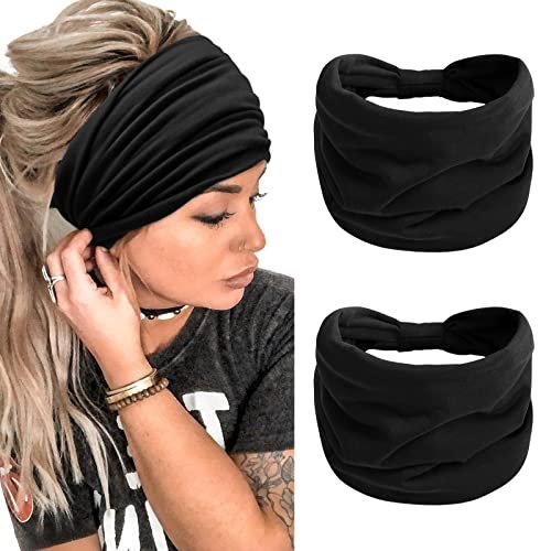 Terse 2 Packs Headbands For Women Boho Extra Wide 7 Black Head