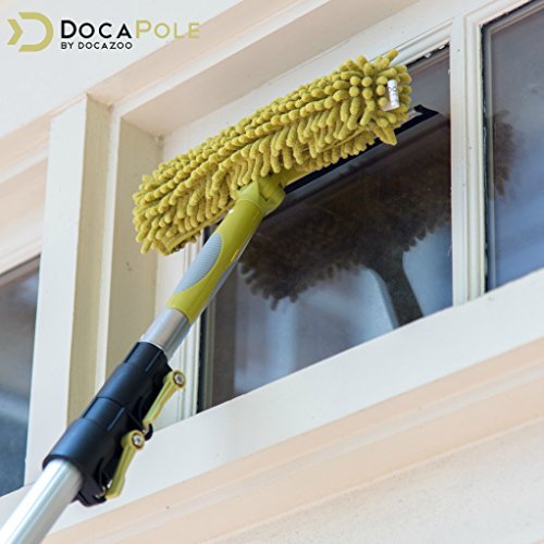 DocaPole 30 ft Reach Cleaning Kit with 6-24 Foot Telescoping Extension Pole,  3 Dusting Attachments 1 Window Squeegee & Washer, Cobweb Duster, Microfi -  Imported Products from USA - iBhejo