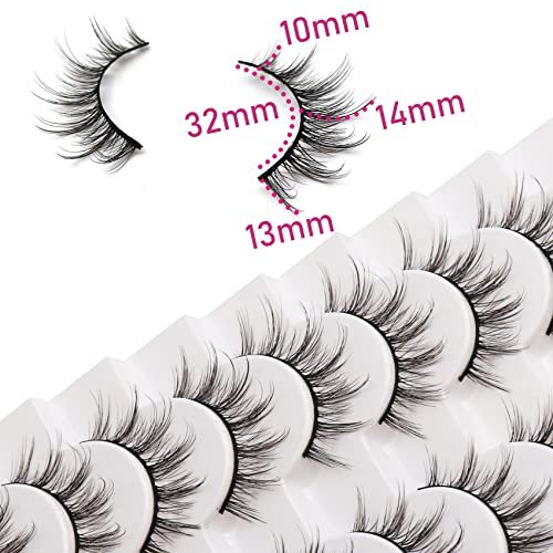 Anime Lashes With Clear Band Korean Lashes Natural Look 13mm Korean  Eyelashes Wispy Anime Eyelashes 10 Pairs False Lashes Japanese Korean  Natural