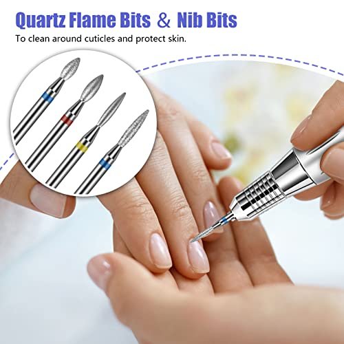 Nail Drill Bits Smooth Top 2PCS, Drill Bits for Nails Tungsten Carbide Bits  for Acrylic, 3/32