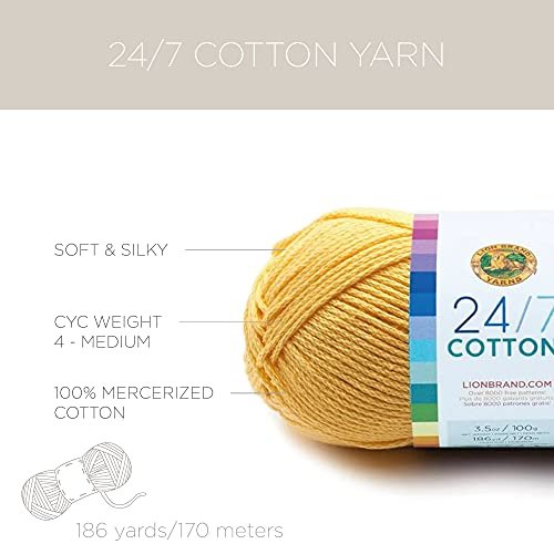 Lion Brand 24/7 Cotton Yarn for Knitting Crocheting - Color 761