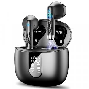 Wireless Earbuds Bluetooth 5.3 Headphones with 4-Mics Clear Call and ENC  Noise Cancelling, Bluetooth Earbuds Touch Control Stereo Sound with LED